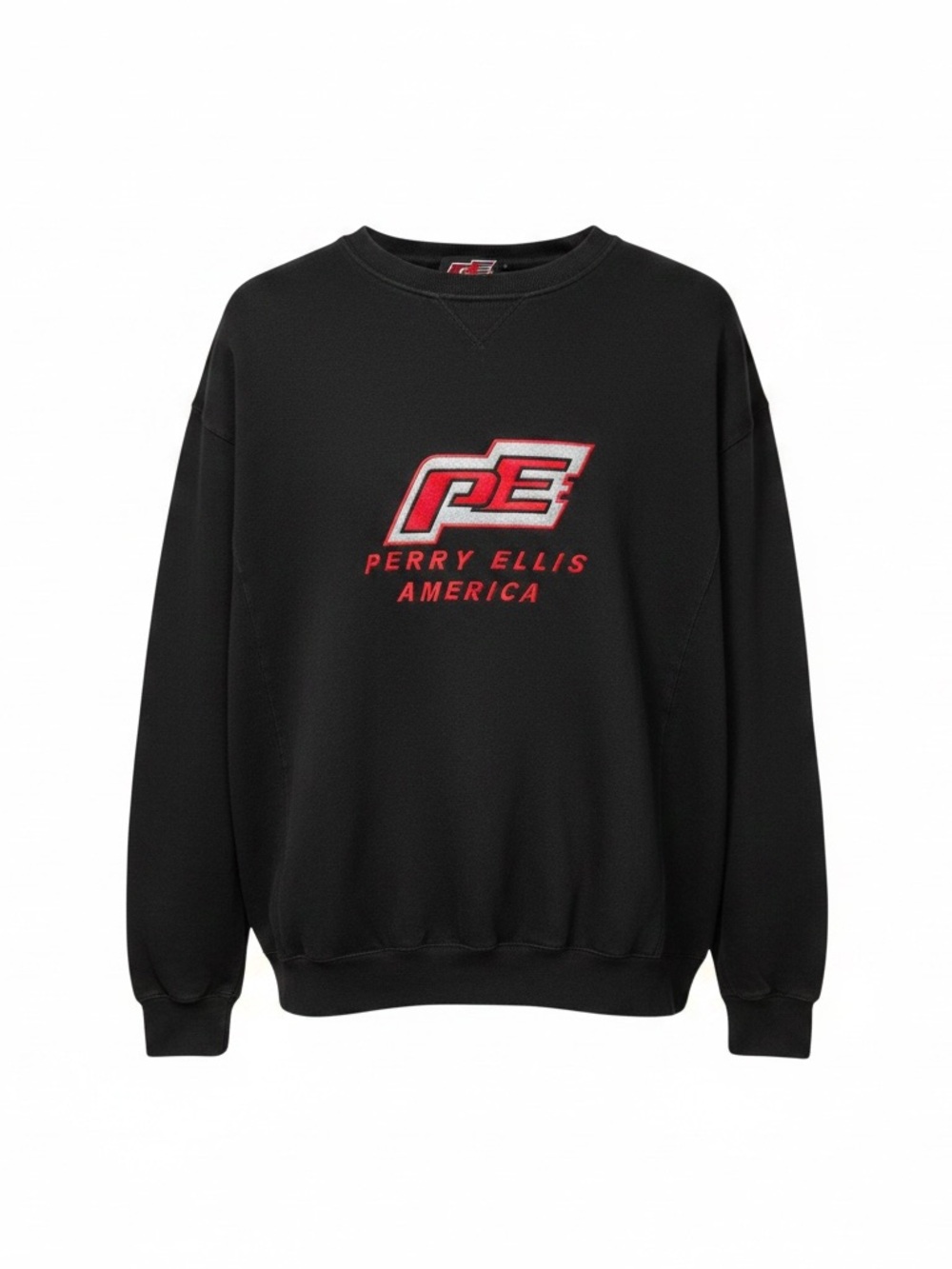 Perry Ellis Black Crewneck Sweatshirt with Red Logo